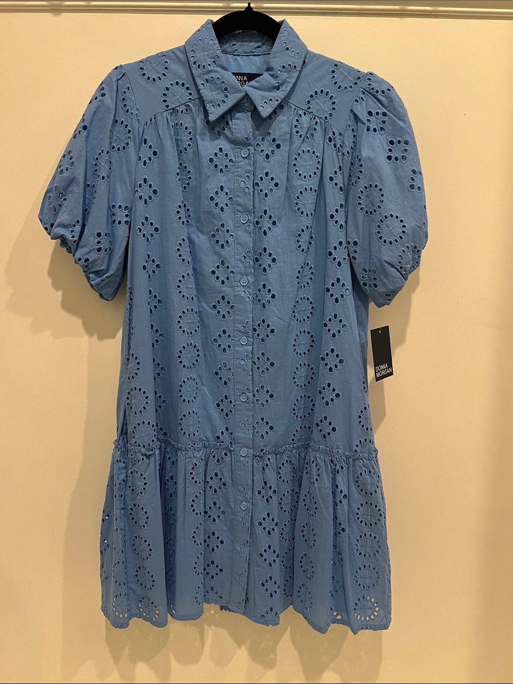 Donna Morgan Light Blue Eyelet Mini Dress